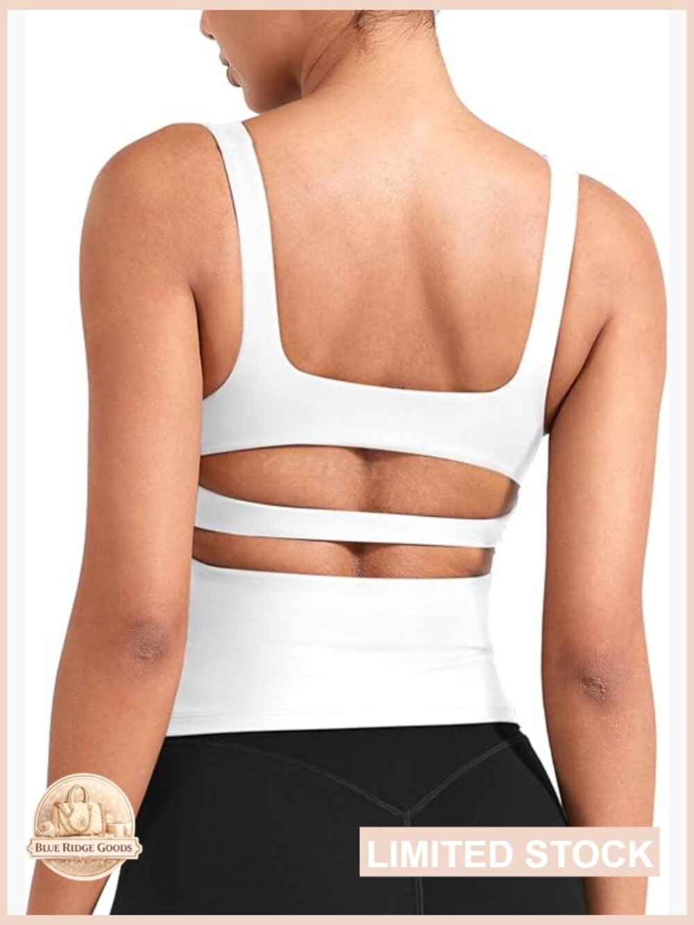 CoreFlex Workout Tank Top Built in Bra Longline Yoga Crop Top Open Back Padded